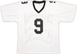 SAINTS DREW BREES AUTOGRAPHED WHITE JERSEY "SB XLIV MVP" BECKETT WITNESS 215017