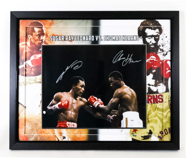Sugar Ray Leonard & Thomas Hearns Dual Autographed 16x20 Photo - Framed PSA COA