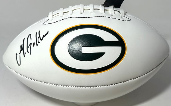 Packers MATTHEW GOLDEN Signed Wilson White Panel GreenBay LOGO Football AUTO BAS