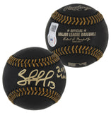 Royals Salvador Perez "2015 WS MVP" Signed Black Oml Baseball w/ Case BAS Wit