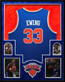SUEDE FRAMED NEW YORK KNICKS PATRICK EWING AUTOGRAPHED JERSEY STEINER HOLOGRAM
