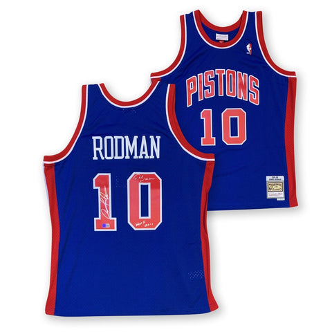 Dennis Rodman Autographed Detroit Pistons Mitchell Ness Swingman Jersey Beckett