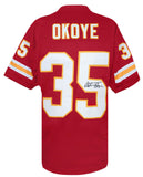 Christian Okoye (KC CHIEFS) Signed Red Custom Football Jersey - (SCHWARTZ COA)
