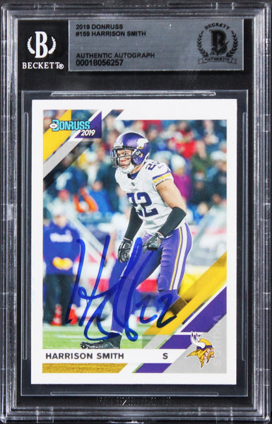 Vikings Harrison Smith Authentic Signed 2019 Donruss #159 Card BAS Slabbed