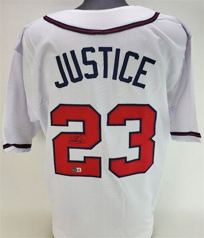 Dave Justice Signed Atlanta Braves Jersey (Beckett) 2xWorld Series Champion / OF