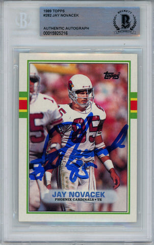 Jay Novacek Autographed 1989 Topps #282 Rookie Card Beckett Slab 42901