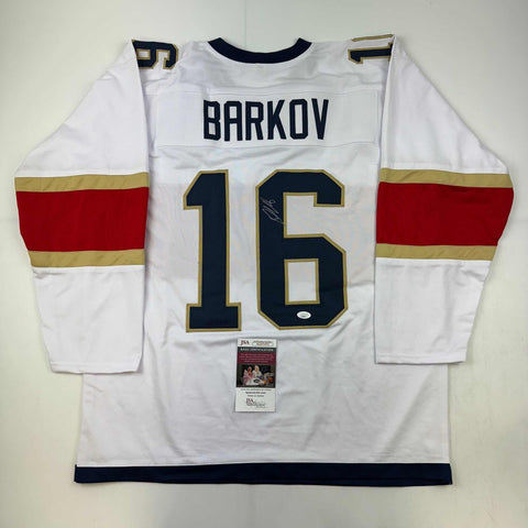 Autographed/Signed Aleksander Barkov Florida White Hockey Jersey JSA COA