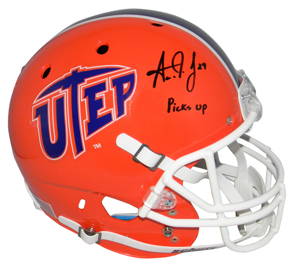 bob jomes football helmet AARON JONES SIGNED AUTOGRAPHED UTEP MINERS FULL SIZE HELMET BECKETT W/ – Super Sports Center