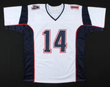 Steve Grogan Signed New England Patriots White Jersey (JSA COA) Super Bowl QB