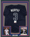 Framed Signed Dale Murphy 35x39 Atlanta Dark Blue Jersey PSA COA