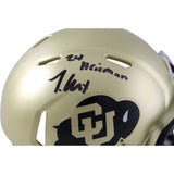 Travis Hunter Autographed Colorado Buffaloes Mini Helmet Heisman Beckett W 57928