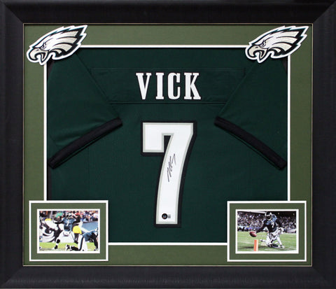 Michael Vick Authentic Signed Green Pro Style Framed Jersey BAS Witnessed