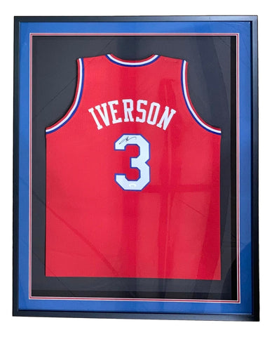 Allen Iverson Signed Framed Custom Red Pro-Style Basketball Jersey JSA ITP