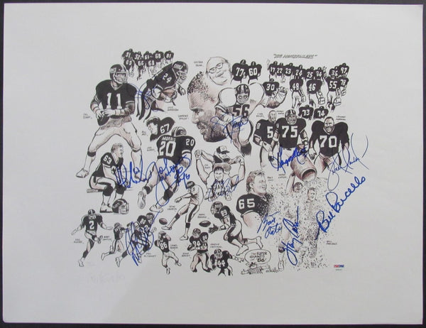 1986 NY Giants Signed by 11 Litho 19x25 Parcells Taylor Carson+++ PSA/DNA 209354