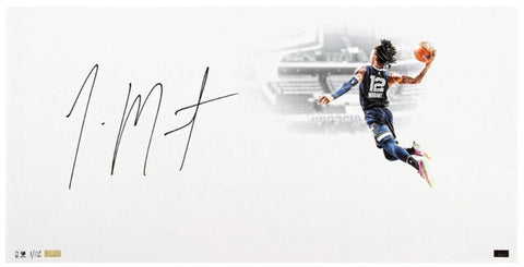 JA MORANT Autographed Grizzlies "White Out" 14" x 28" Photograph PANINI LE 112