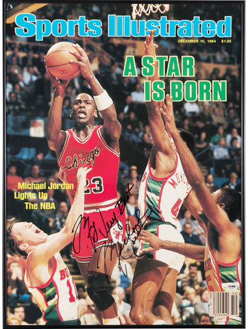 Bulls Michael Jordan Signed & Framed 20x28 A Star Is Born SI Cover Poster BAS