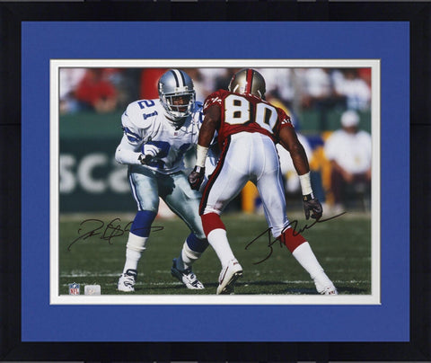 Framed Jerry Rice and Deion Sanders Autographed 16" x 20" Action Photograph