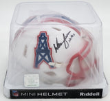 Warren Moon Signed Houston Oilers Mini Helmet (Beckett) 9xPro Bowl Quarterback