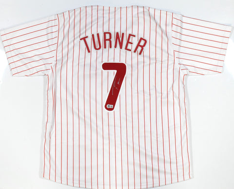 Trea Turner Autographed White Pro Style Jersey - Beckett W Hologram *Silver