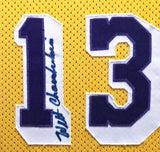Lakers Wilt Chamberlain Autographed Framed Yellow Champion Jersey PSA/DNA