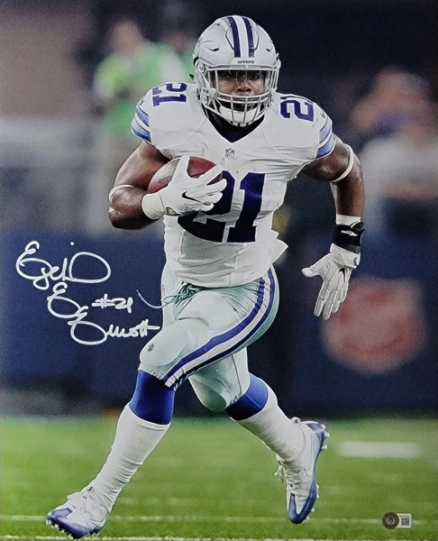 Ezekiel Elliott Autographed Dallas Cowboys 16x20 Photo Beckett Witnessed #9