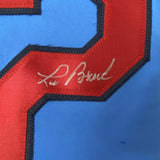 FRAMED Autographed/Signed LOU BROCK 33x42 St. Louis Blue Jersey JSA COA Auto