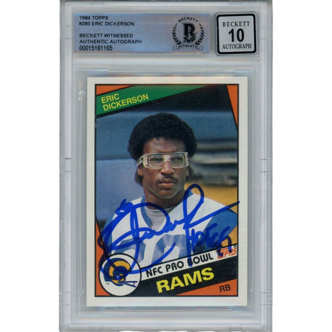 Eric Dickerson Autographed 1984 Topps 280 Card HOF 10 Auto Card Beckett 47940