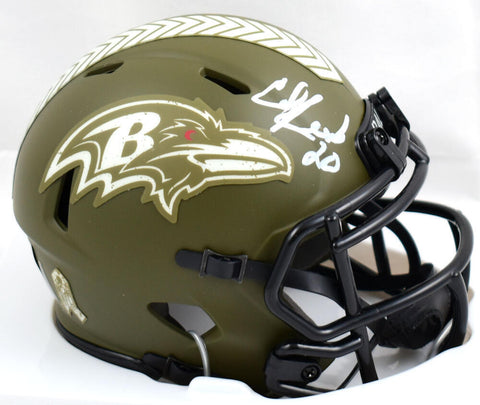 Ed Reed Signed Ravens Salute to Service Speed Mini Helmet - Beckett W Hologram