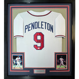 Framed Signed Terry Pendleton 35x39 Atlanta White Jersey JSA COA