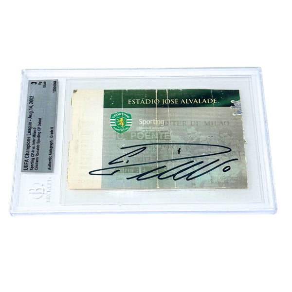 Cristiano Ronaldo Signed 2002 Professional Debut Sporting Match Ticket - BGS 3