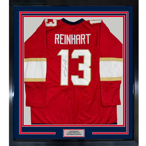 Framed Autographed/Signed Sam Reinhart 35x39 Florida Red Jersey JSA COA