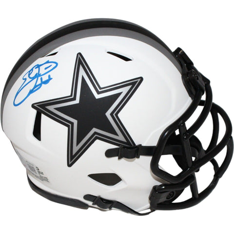 Emmitt Smith Signed Dallas Cowboys Lunar Mini Helmet Beckett 39814