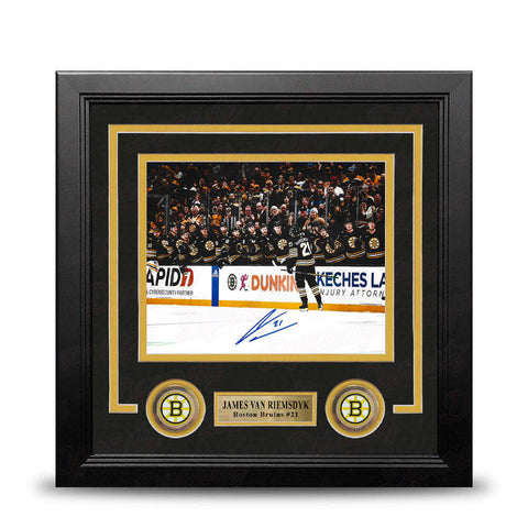James Van Riemsdyk Goal Autographed Boston Bruins 8x10 Framed Photo JSA PSA Pass