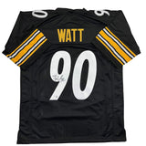Autographed/Signed TJ T.J. Watt Pittsburgh Black Football Jersey Beckett BAS COA