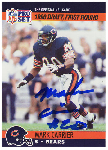 Mark Carrier autographed Chicago Bears 1990 Pro Set Rookie Card #674 -SS COA