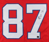 Ben Coates Signed Patriots Red Jersey (Coates Hologram) Super Bowl XXXV Champion