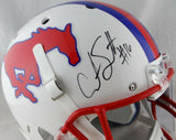 Courtland Sutton Autographed SMU White F/S Schutt Helmet - Beckett Auth *Black
