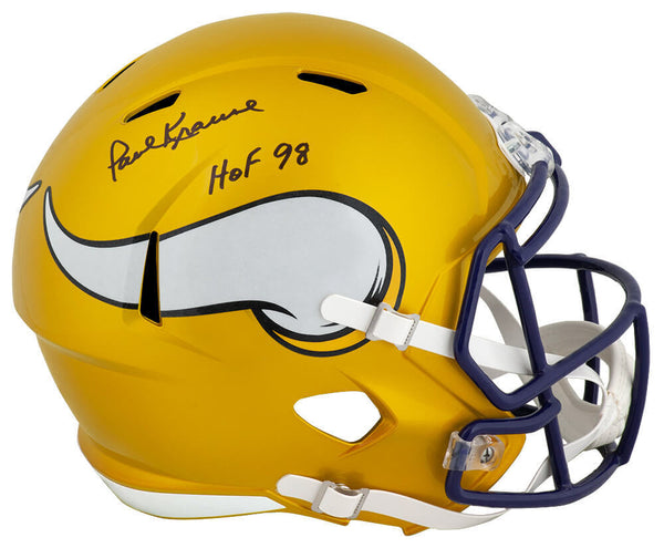Paul Krause Signed Vikings FLASH Riddell F/S Replica Helmet w/HOF (SCHWARTZ COA)