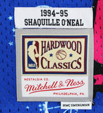 Magic Shaquille O'Neal Signed Alt Blue M&N 1994-95 HWC Swingman Jersey BAS Wit