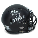 Breece Hall Autographed Iowa State Cyclones Satin Black Mini Helmet Beckett