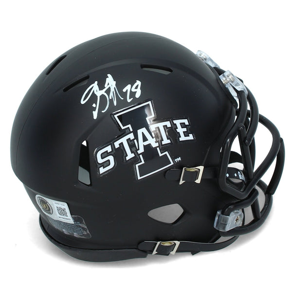 Breece Hall Autographed Iowa State Cyclones Satin Black Mini Helmet Beckett