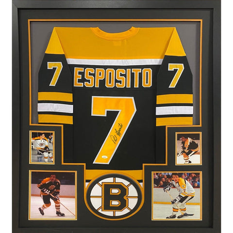Phil Esposito Autographed Signed Framed Boston Bruins Jersey JSA