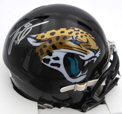 Travis Etienne Autographed Jaguars Black Speed Mini Helmet (Smudged) JSA AR44775