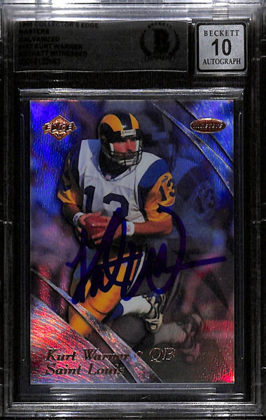 Kurt Warner Signed '99 Edge Masters Galvanized /1000 Card Grade 10 BAS 43896