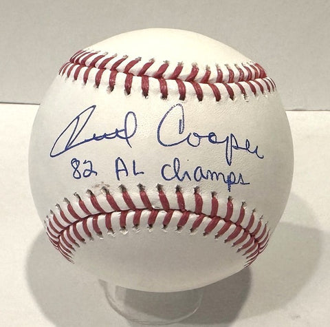 CECIL COOPER - Signed Official MLB Baseball AUTO w/ 82 AL Champs - Brewers - BAS