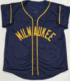 TOBIAS MYERS Brewers Pitcher Signed Custom Replica Blue Jersey AUTO - JSA