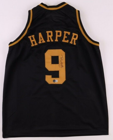 Ron Harper Signed Chicago Bulls Black / Gold Jersey (Beckett) 3xNBA Champion