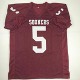 Autographed/Signed MARQUISE BROWN Oklahoma Red College Football Jersey JSA COA