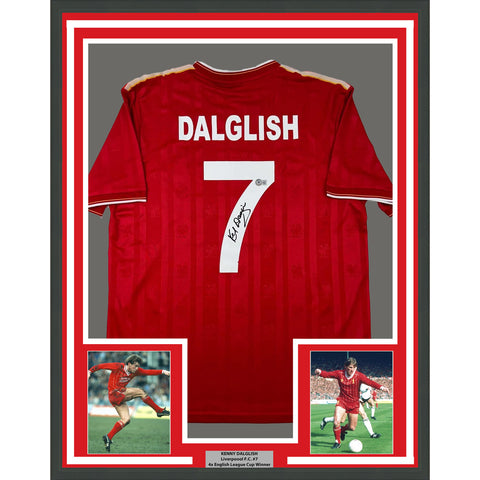 Framed Autographed/Signed Kenny Dalglish 35x39 Liverpool Red Jersey BAS COA