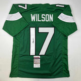 Autographed/Signed Garrett Wilson New York Green Football Jersey JSA COA